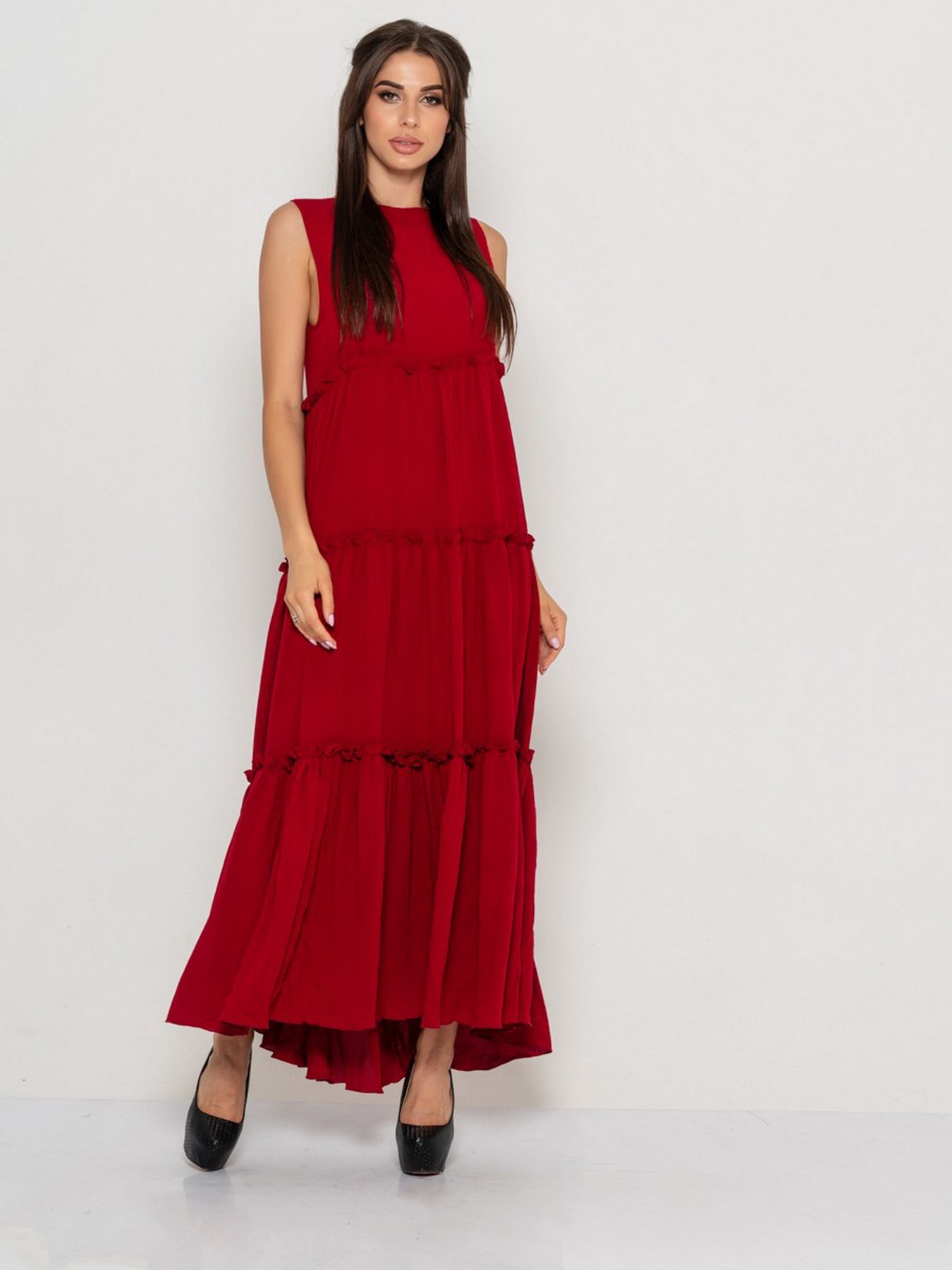 Сарафан ISSA Plus модель 10887_burgundy Фото