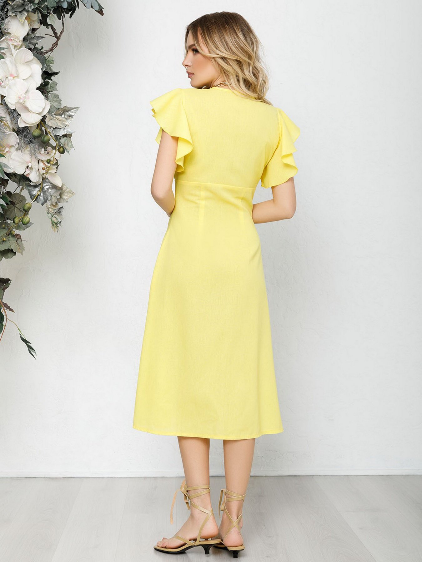 Платье миди ISSA Plus модель 12591_yellow Платье миди ISSA Plus модель 12591_yellow Фото