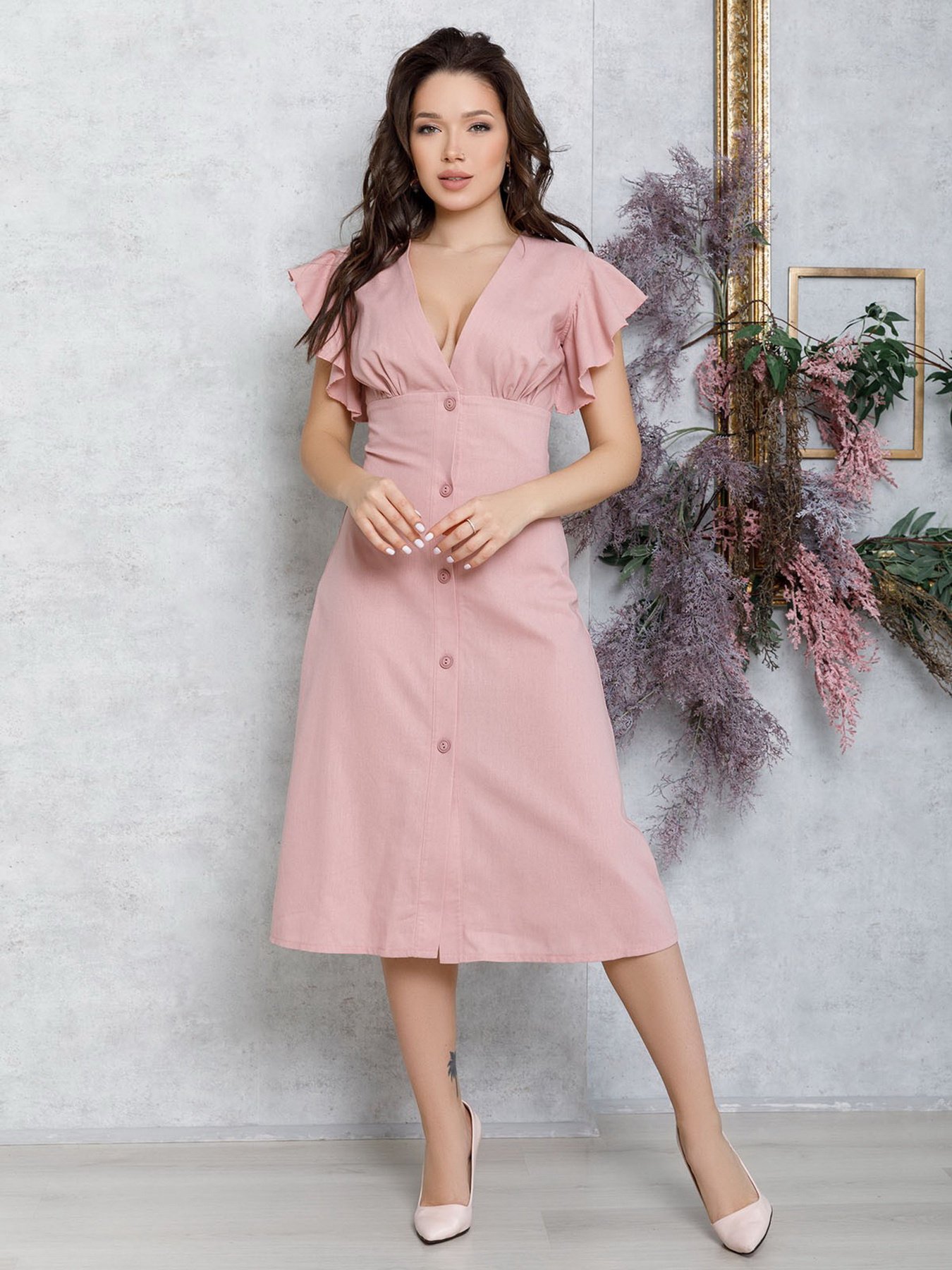 Платье миди ISSA Plus модель 12591_pink Фото