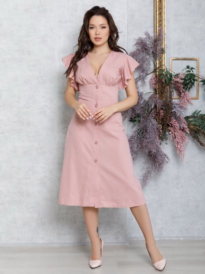 Сукня міді ISSA Plus модель 12591_pink - фото