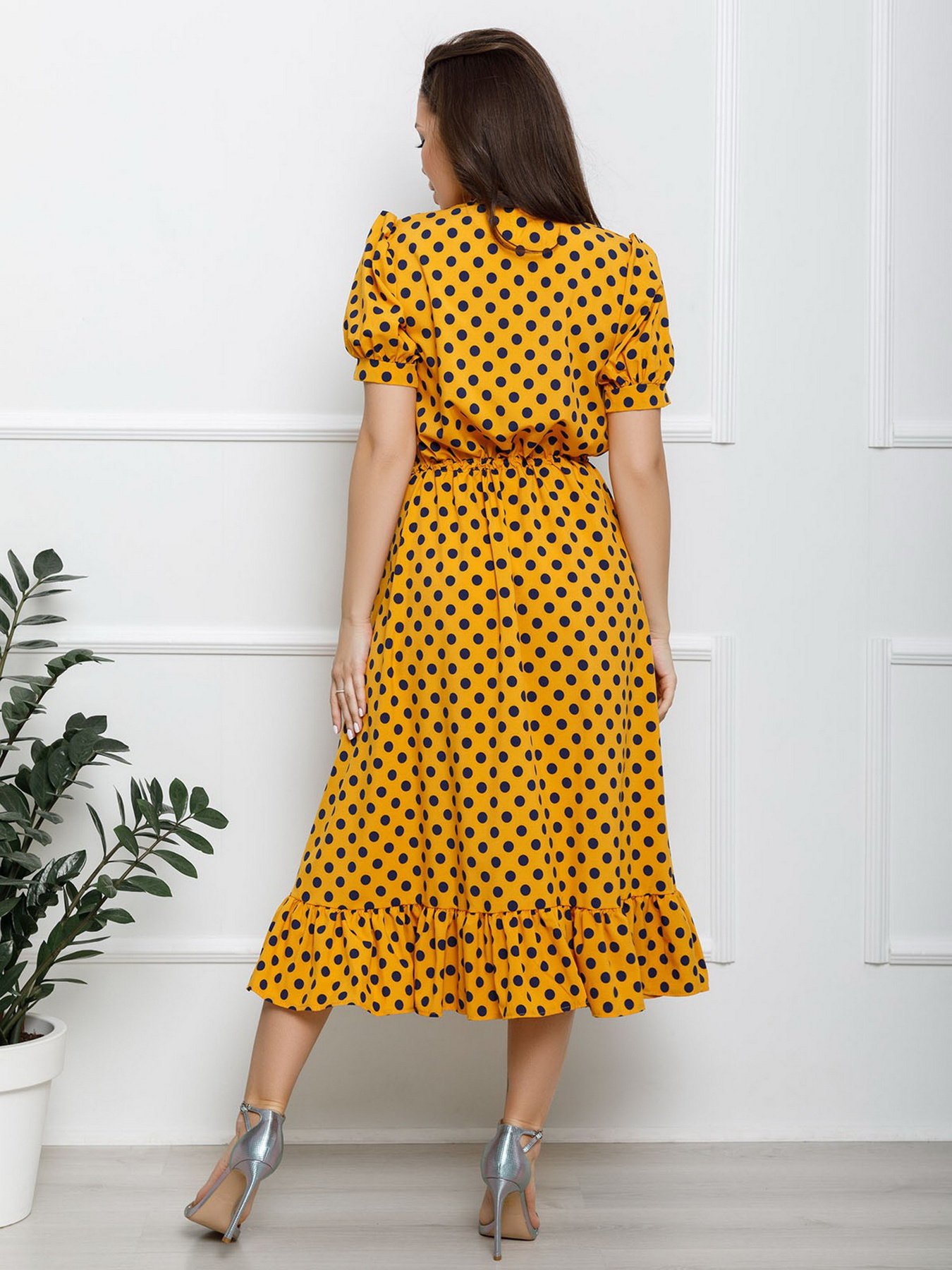 Платье миди ISSA Plus модель 12616_mustard Фото