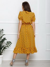 Платье миди ISSA Plus модель 12616_mustard Фото