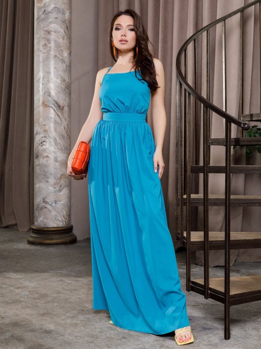 Сукня максі ISSA Plus модель 12651_turquoise Фото