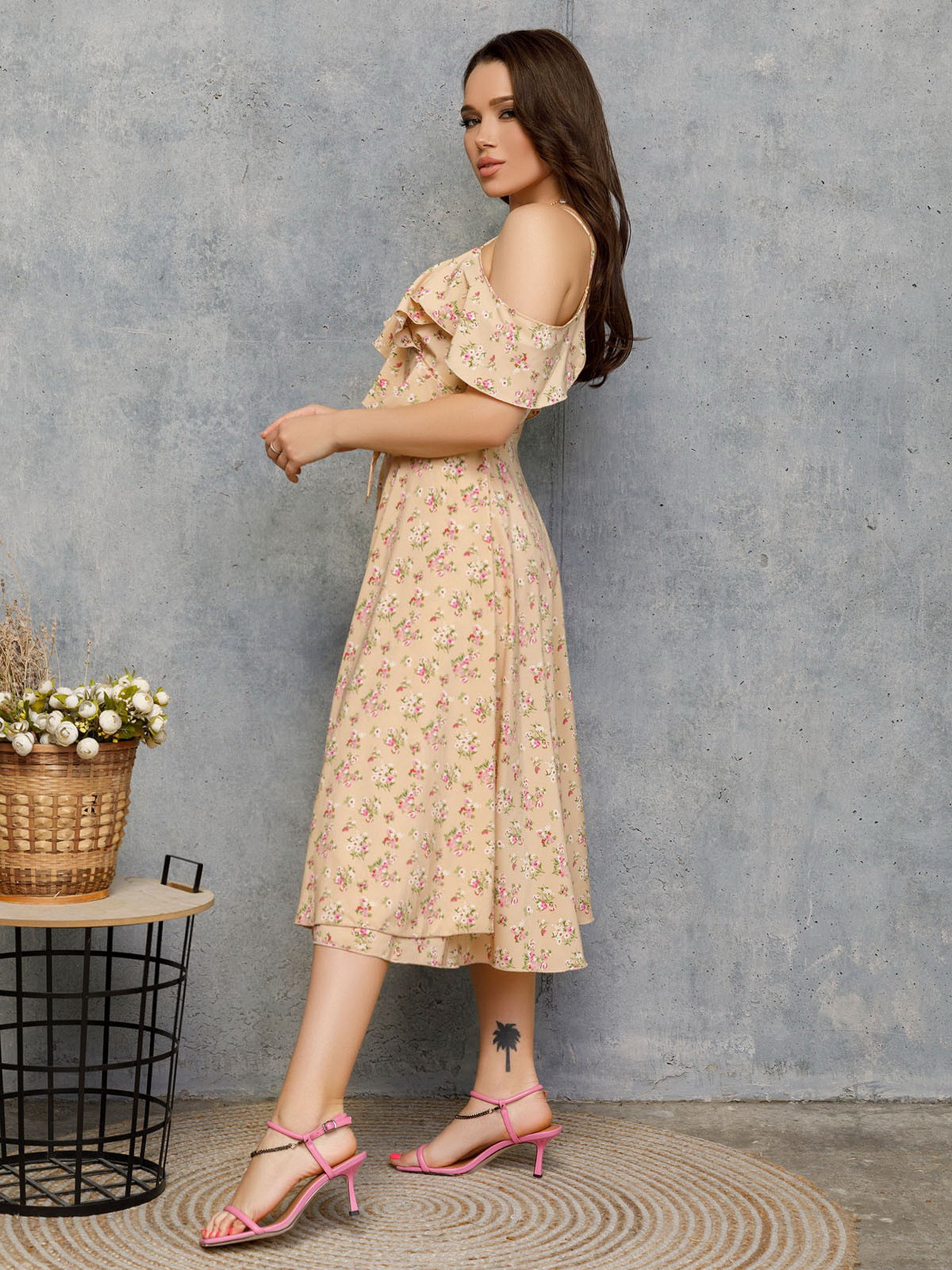 Платье миди ISSA Plus модель 12656_beige Фото