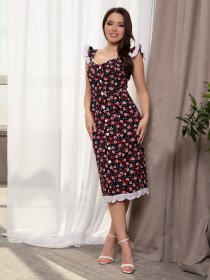 Платье миди ISSA Plus модель 12706_black Платье миди ISSA Plus модель 12706_black Фото