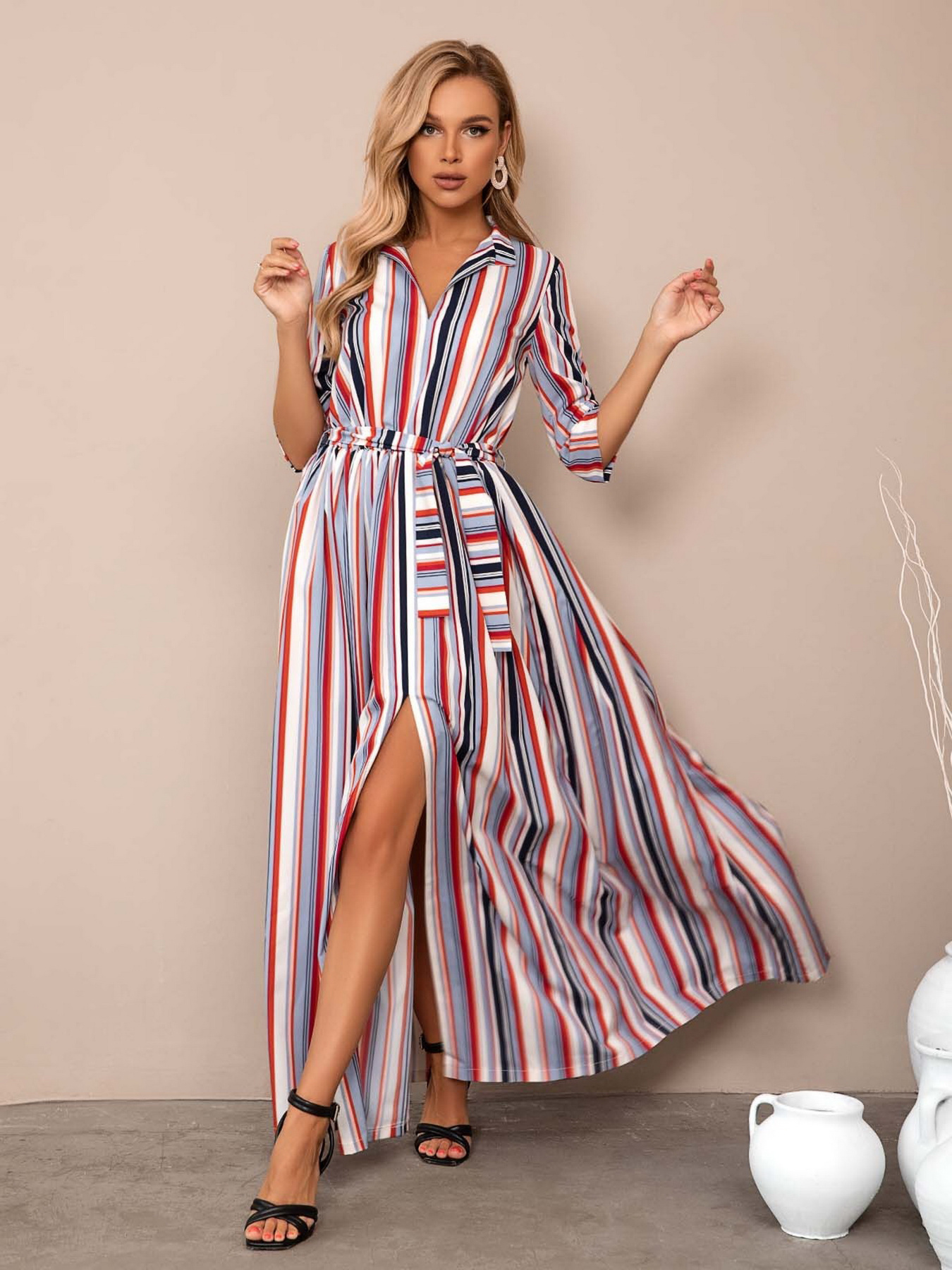 Платье макси ISSA Plus модель 13003_whiteblue Фото