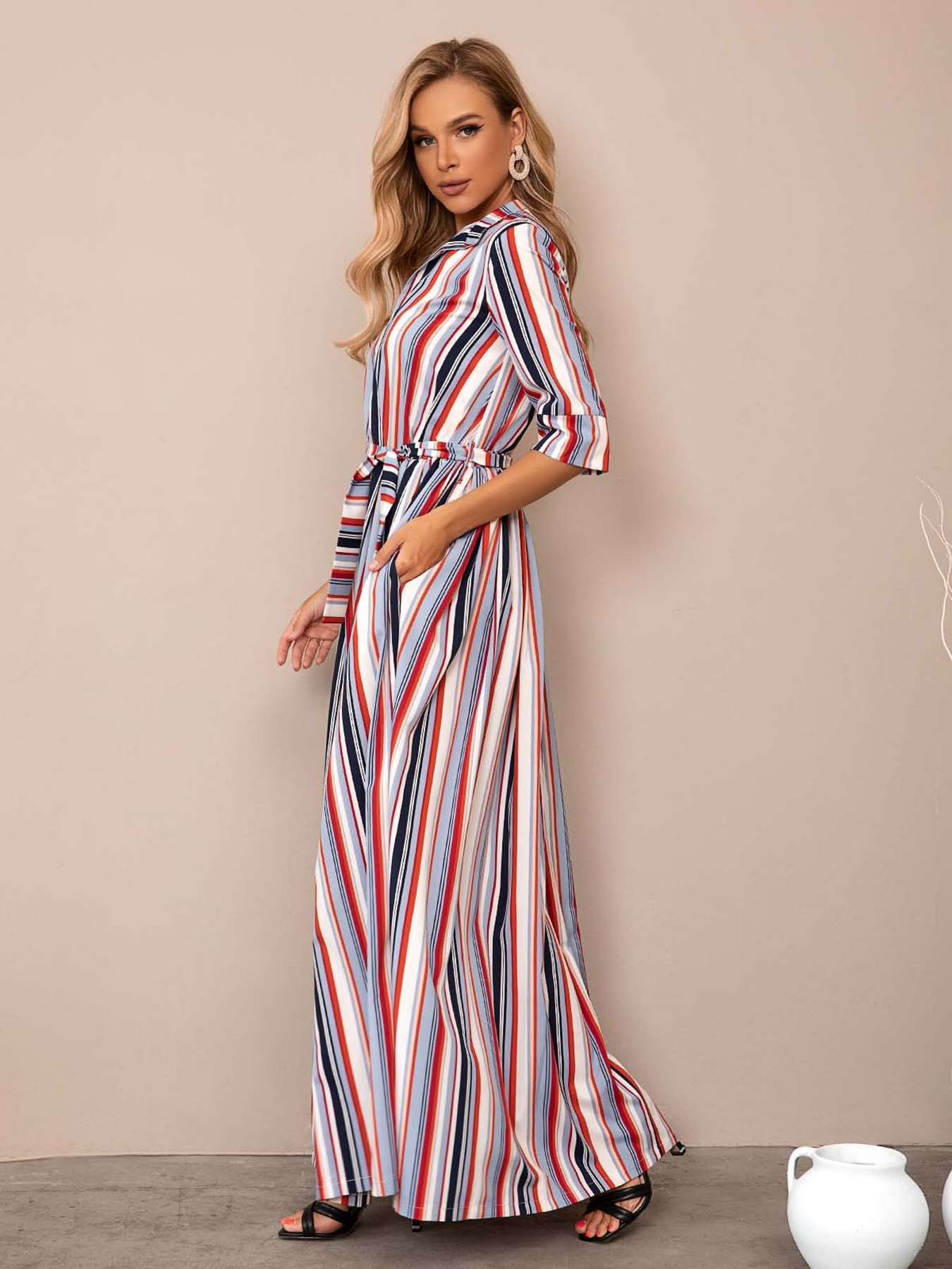 Сукня максі ISSA Plus модель 13003_whiteblue Фото