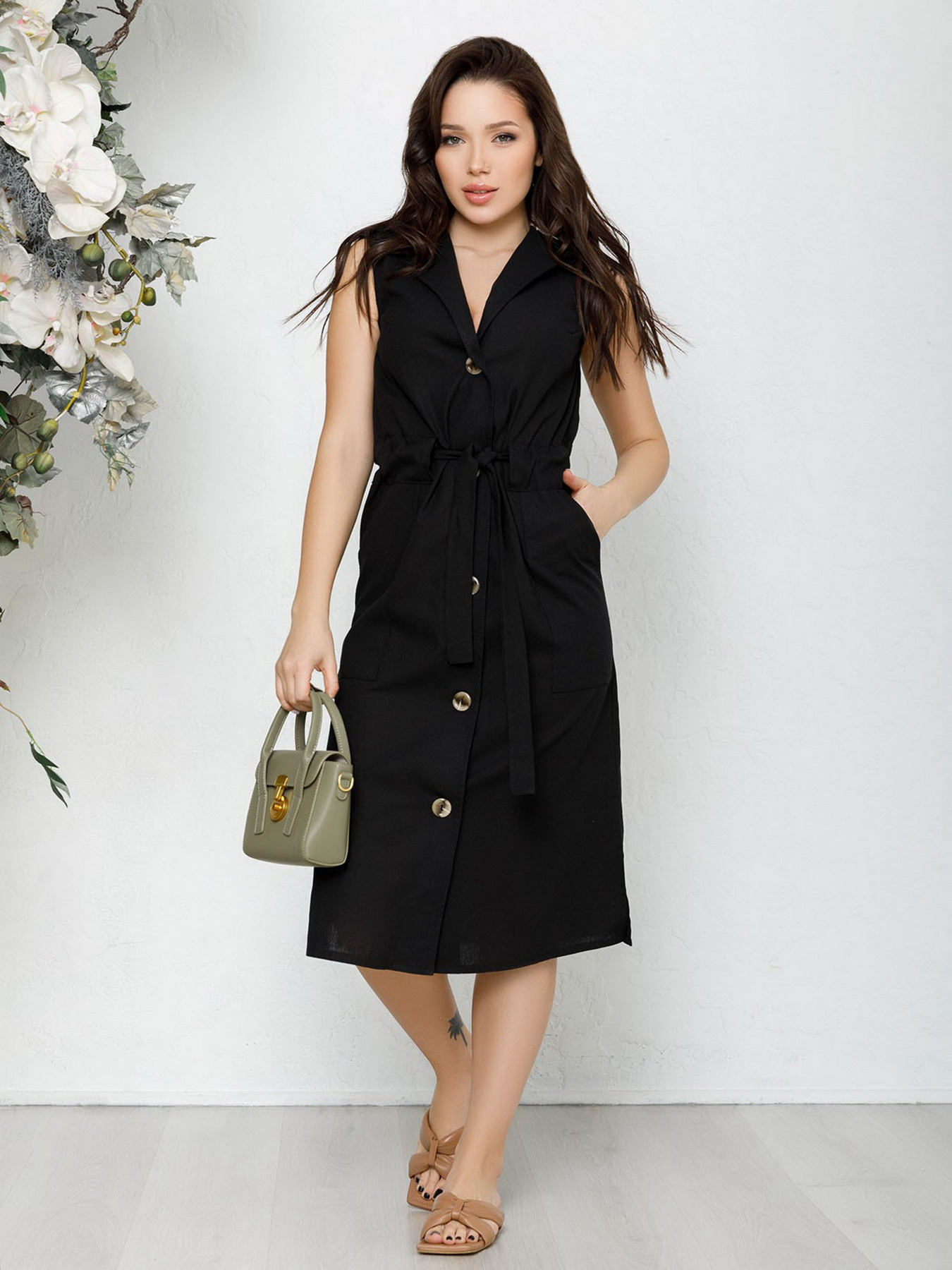 Платье миди ISSA Plus модель SA-193_black Платье миди ISSA Plus модель SA-193_black Фото