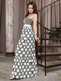 Сукня максі ISSA Plus модель SA-222_khaki Фото