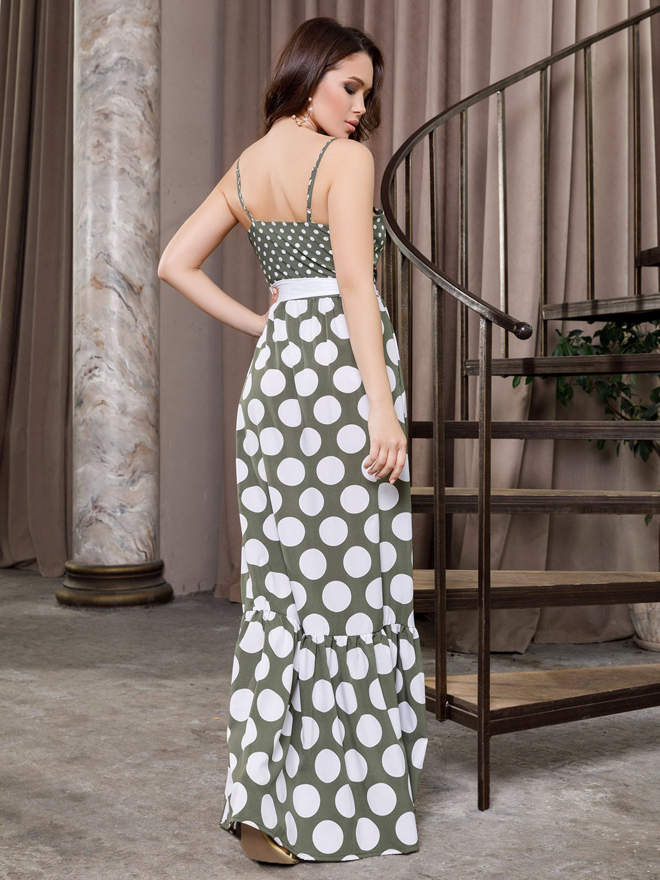 Платье макси ISSA Plus модель SA-222_khaki Фото