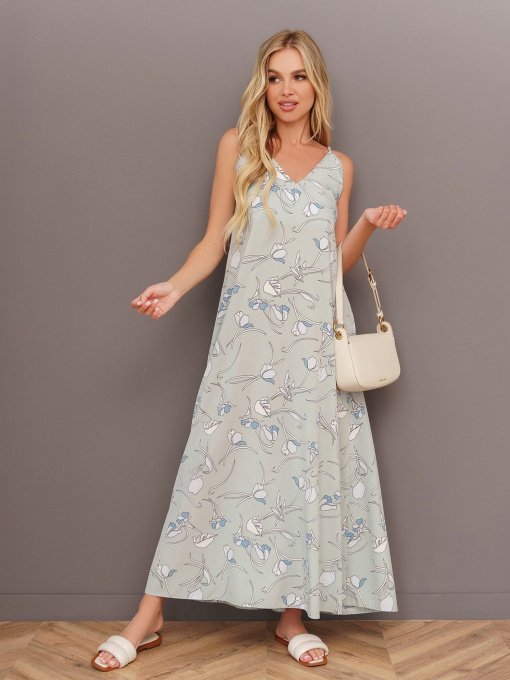 Платье макси ISSA Plus модель 13419_olive Фото