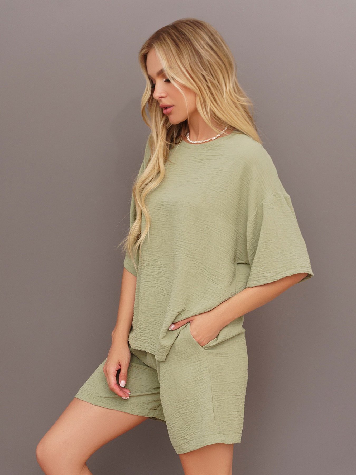 Повседневный костюм ISSA Plus модель 13437_khaki Фото