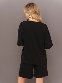 Повседневный костюм ISSA Plus модель 13437_black Повседневный костюм ISSA Plus модель 13437_black Фото