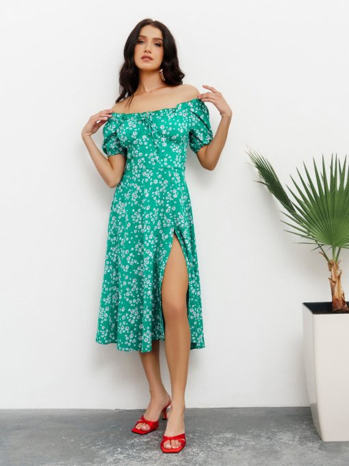 Платье миди ISSA Plus модель SA-413_green Фото
