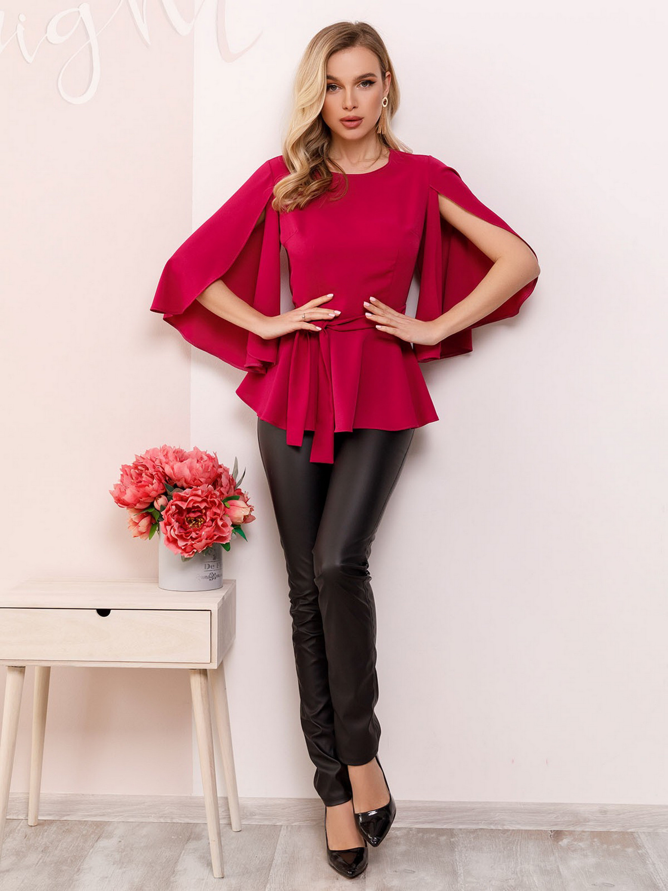 Блуза ISSA Plus модель SA-149_crimson Фото