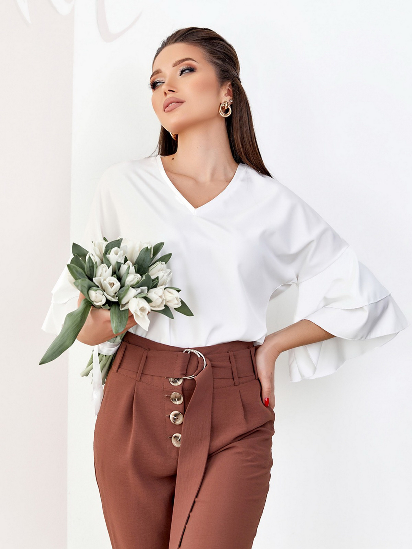 Блуза ISSA Plus модель SA-153_milky Фото