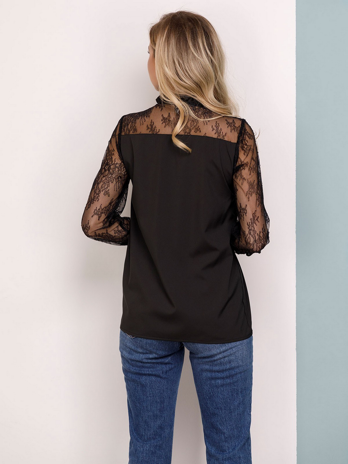 Блуза ISSA Plus модель SA-162_black Блуза ISSA Plus модель SA-162_black Фото