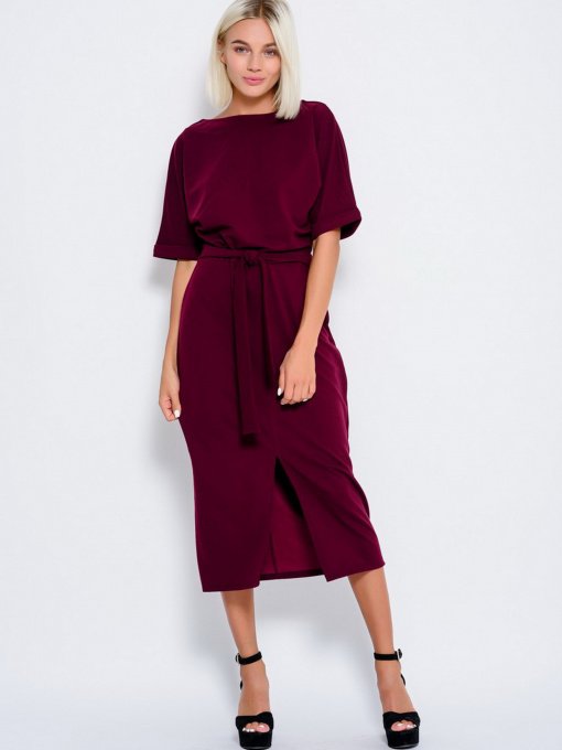 Сукні ISSA Plus модель 10177_burgundy Фото