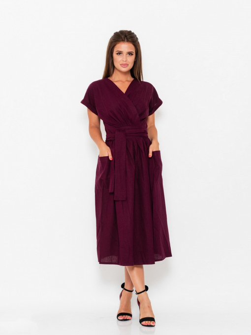 Платье миди ISSA Plus модель 10935_burgundy Фото