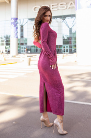 Бордовое трикотажное платье с длиной в пол ISSA Plus модель 12105_burgundy Фото