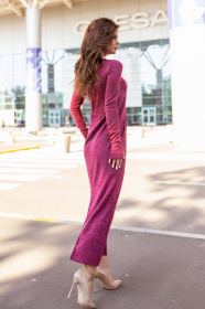 Бордовое трикотажное платье с длиной в пол ISSA Plus модель 12105_burgundy Фото