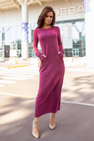 Бордовое трикотажное платье с длиной в пол ISSA Plus модель 12105_burgundy Фото