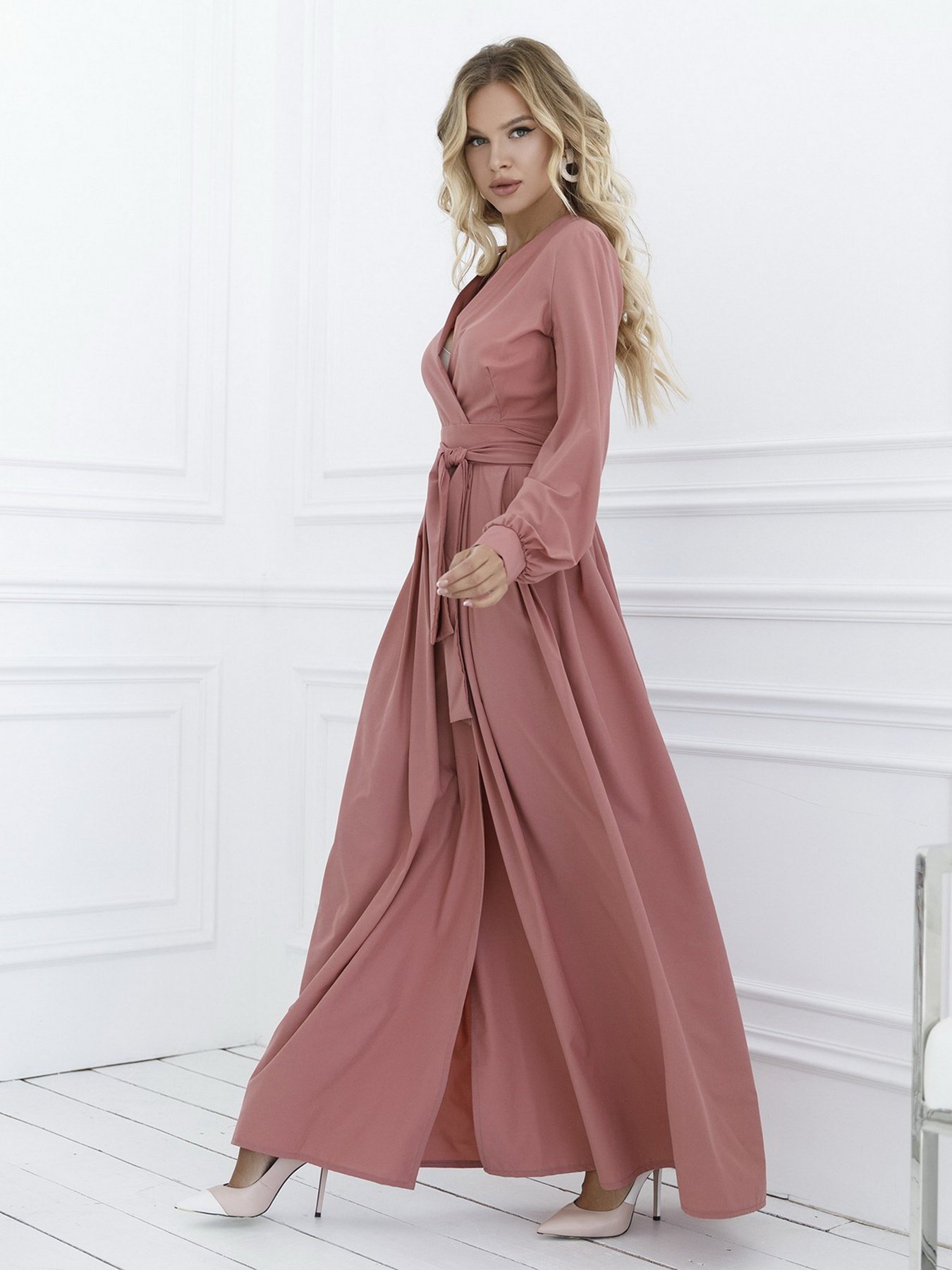 Сукня максі ISSA Plus модель 12107_darkpink Фото