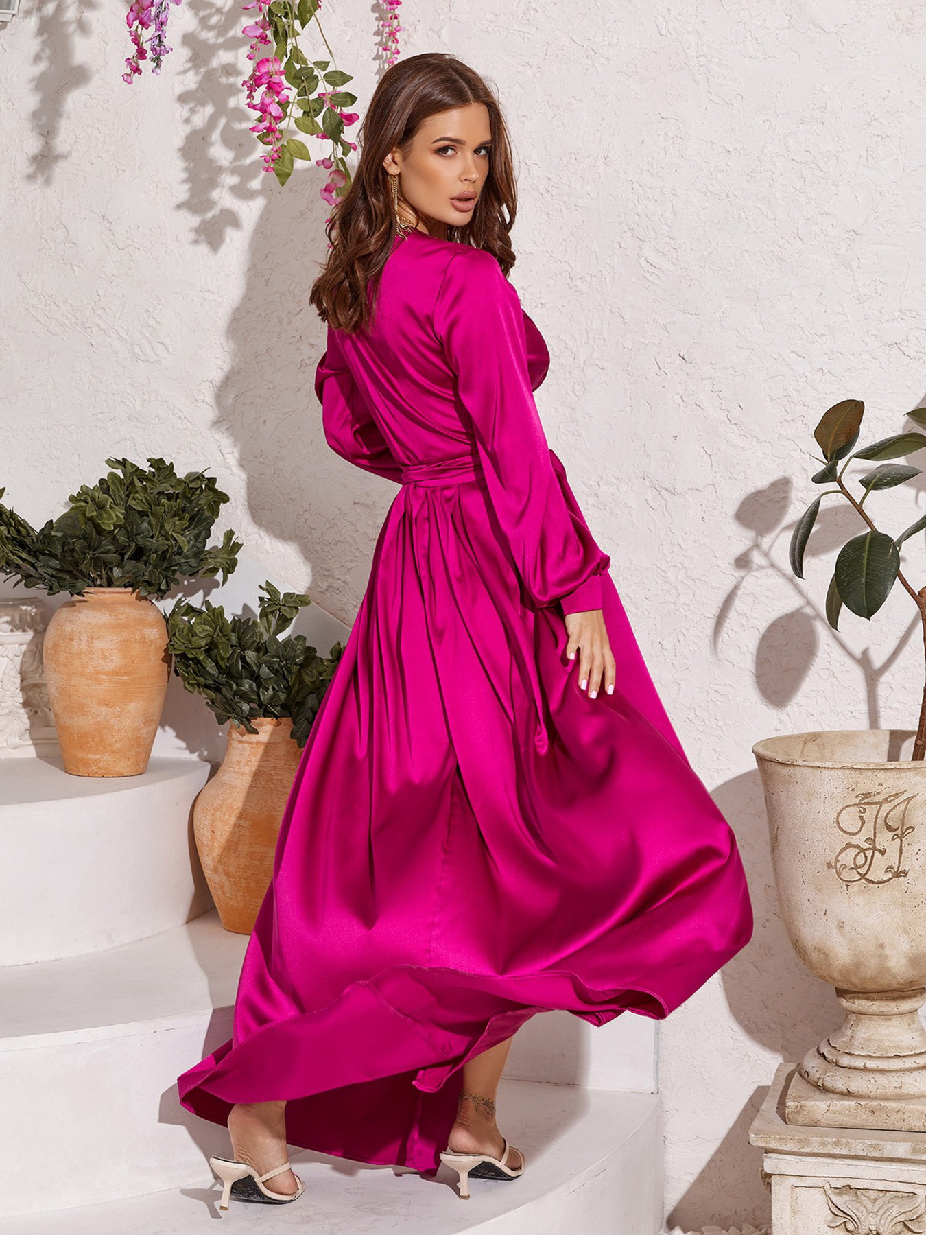 Сукня максі ISSA Plus модель 12273_crimson Фото