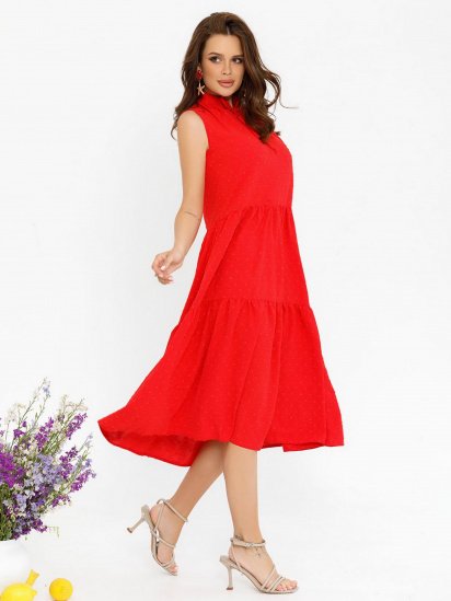 Сукня міді ISSA Plus модель SA-274_red — фото - INTERTOP