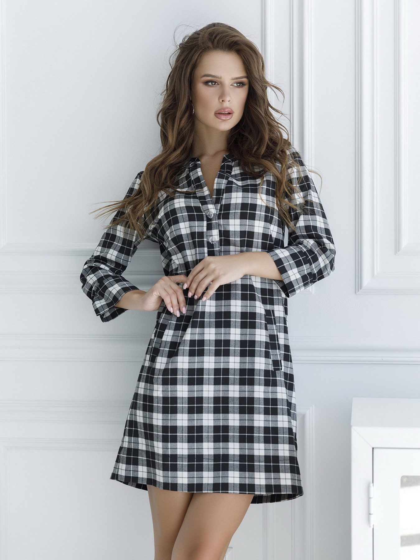 Платье мини ISSA Plus модель SA-7_blackwhite Фото