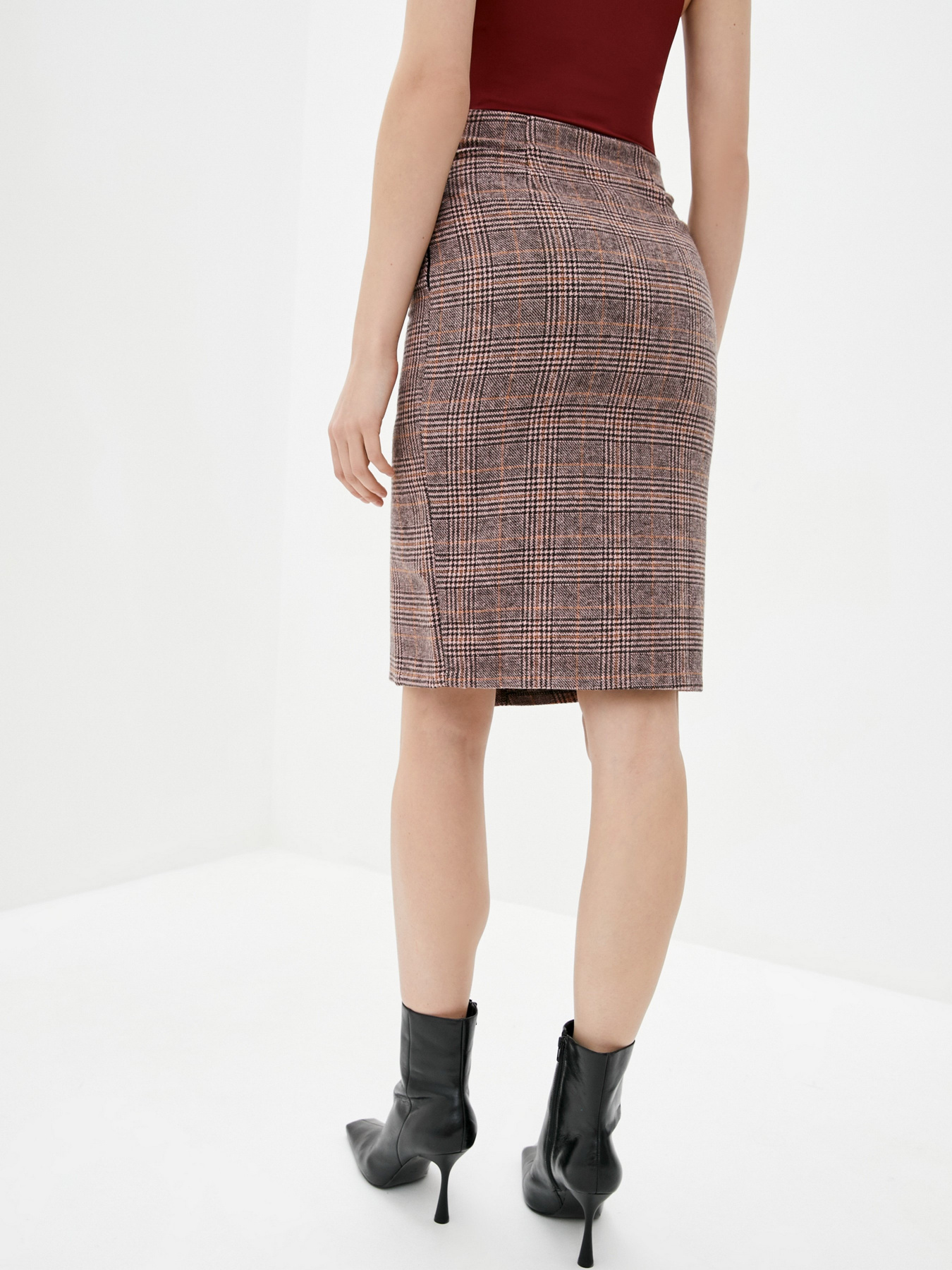 Спідниця міді ISSA Plus модель SA-73_pink Спідниця міді ISSA Plus модель SA-73_pink Фото