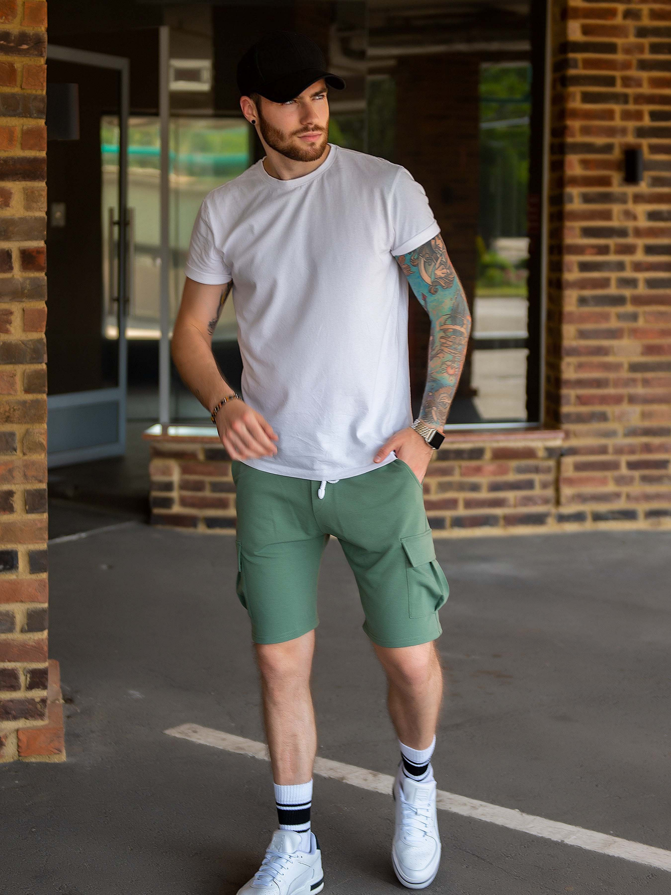 Повсякденні шорти ISSA Plus модель GN-455_olive Фото