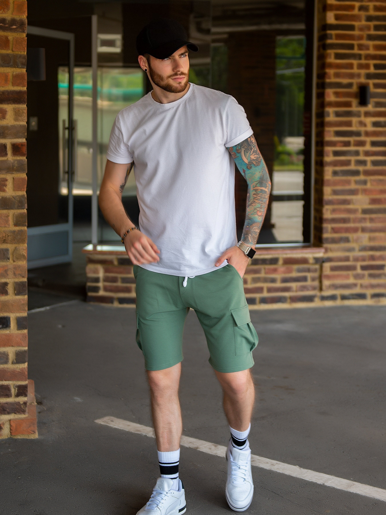 Повсякденні шорти ISSA Plus модель GN-455_olive Фото