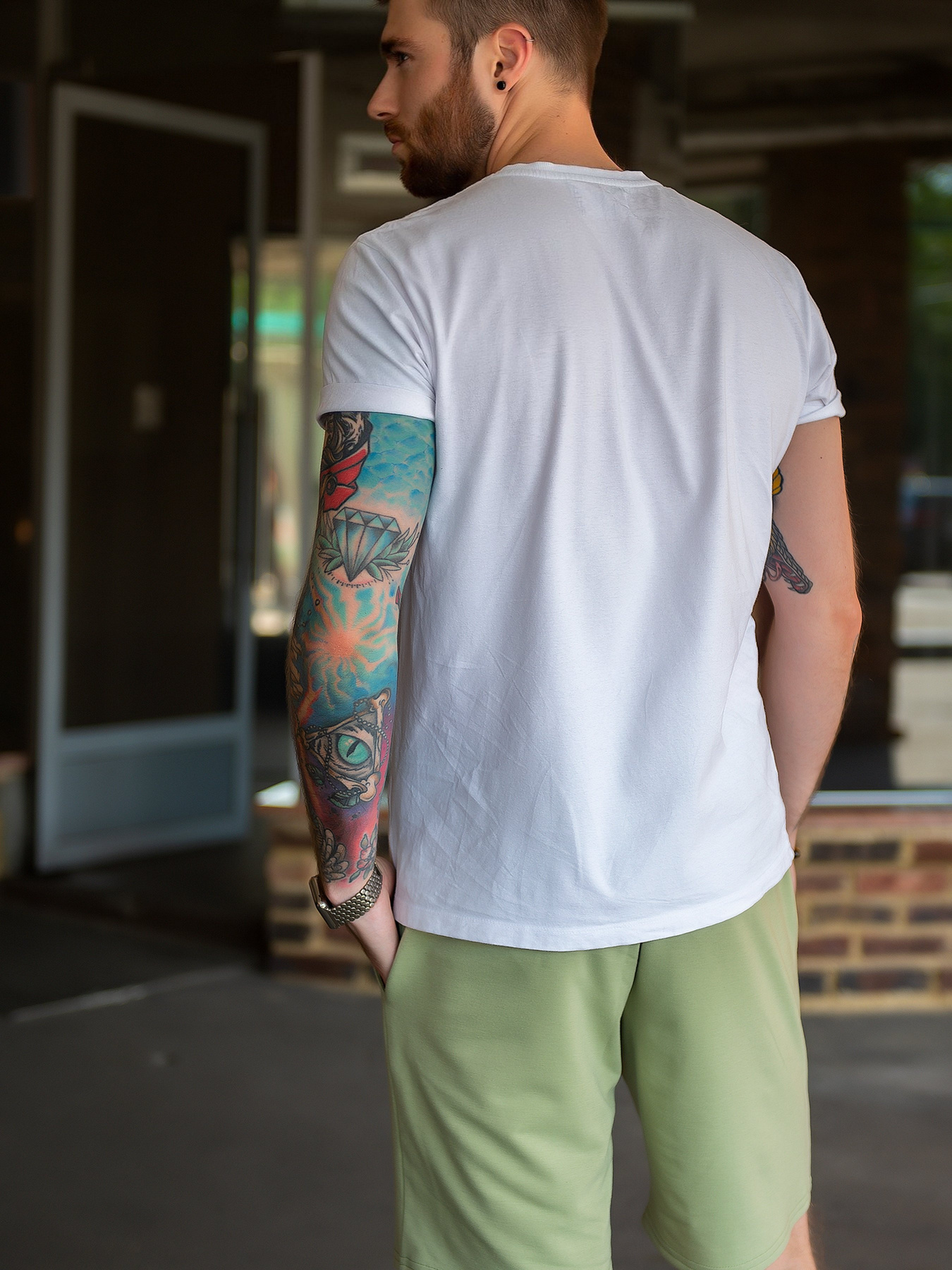 Повседневные шорты ISSA Plus модель GN-453_olive Фото