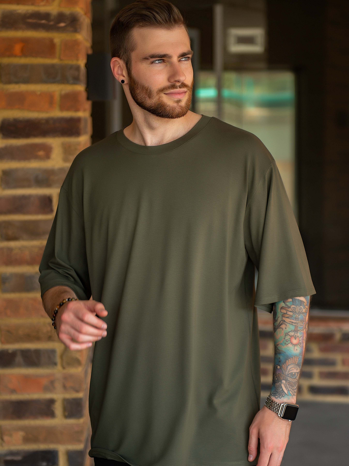 Футболка ISSA Plus модель GN-454_khaki Футболка ISSA Plus модель GN-454_khaki Фото