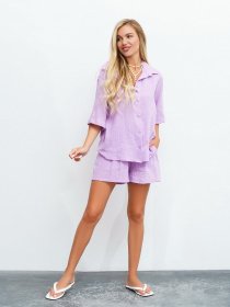 Повседневный костюм ISSA Plus модель 13458_lilac Фото
