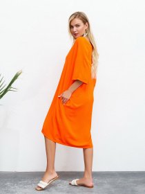 Сукня міді ISSA Plus модель 13465_orange Фото