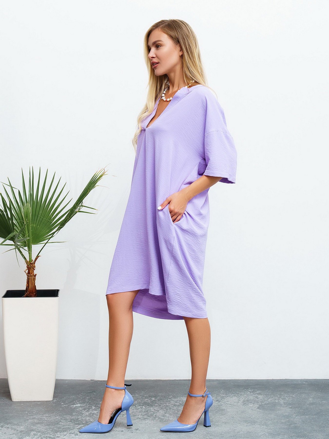 Платье миди ISSA Plus модель 13465_lilac Фото