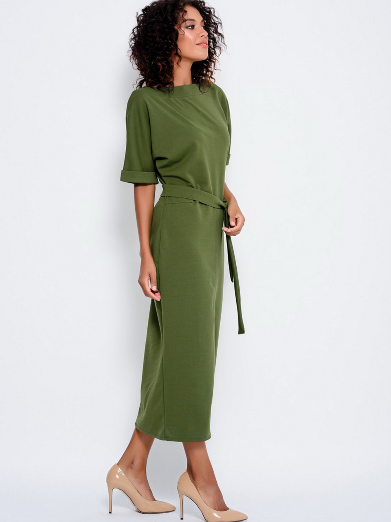 Платье миди ISSA Plus модель 10177_khaki Фото