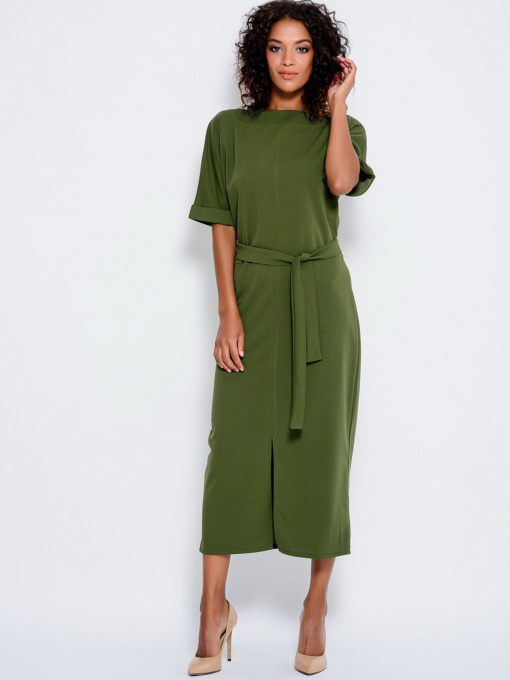 Сукня міді ISSA Plus модель 10177_khaki Фото