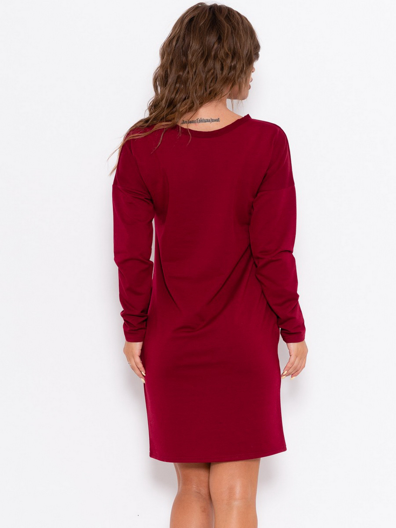 Сукня міні ISSA Plus модель 10188_burgundy Фото