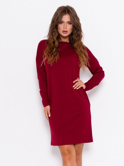 Сукня міні ISSA Plus модель 10188_burgundy Фото