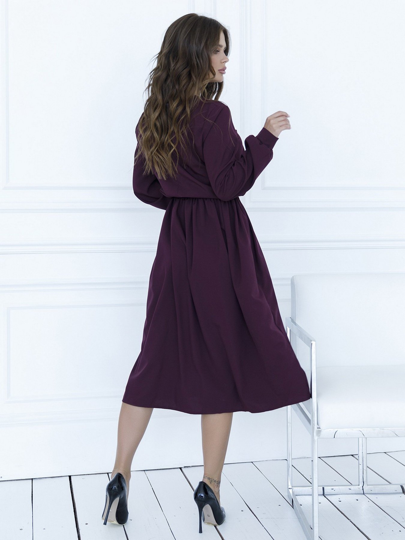 Платье миди ISSA Plus модель 12094_burgundy Фото