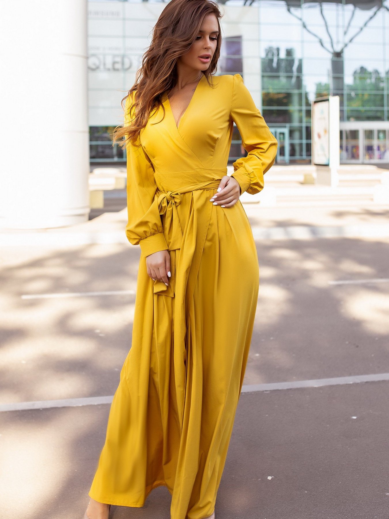 Сукня максі ISSA Plus модель 12107_mustard Фото