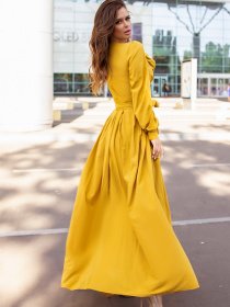 Сукня максі ISSA Plus модель 12107_mustard Фото