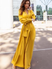 Сукня максі ISSA Plus модель 12107_mustard Фото