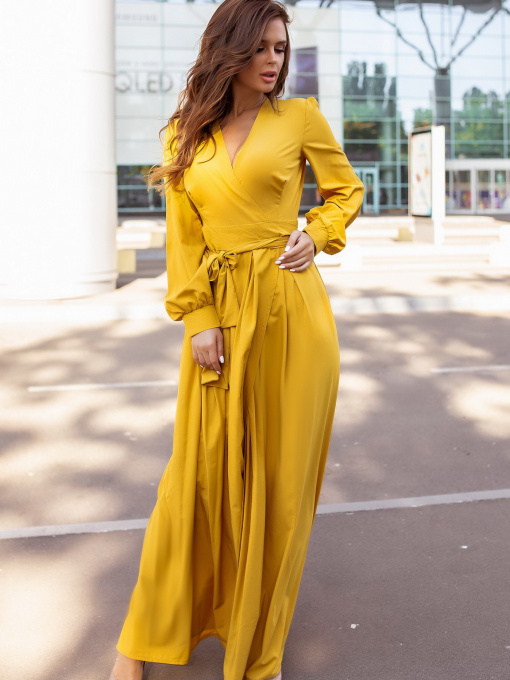 Сукня максі ISSA Plus модель 12107_mustard Фото