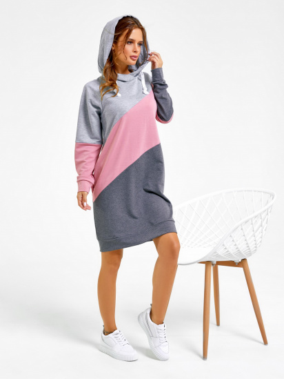 Сукня міні ISSA Plus модель SA-27_greypink — фото 3 - INTERTOP
