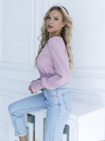 Блуза ISSA Plus модель SA-23_pink Блуза ISSA Plus модель SA-23_pink Фото