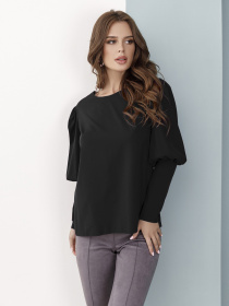 Блуза ISSA Plus модель SA-32_black Блуза ISSA Plus модель SA-32_black Фото